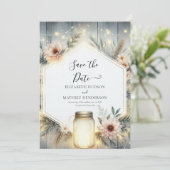 Rustieke Bloemen Mason Jar Wedding Save The Date (Staand voorkant)
