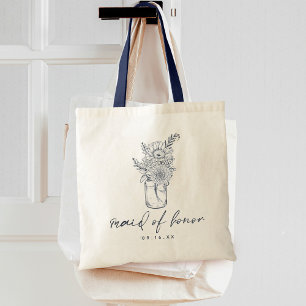 Rustieke Bloemen Metselwerk Pot Kalligrafie Bruids Tote Bag
