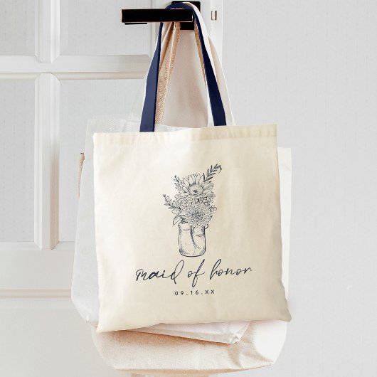 Rustieke Bloemen Metselwerk Pot Kalligrafie Bruids Tote Bag