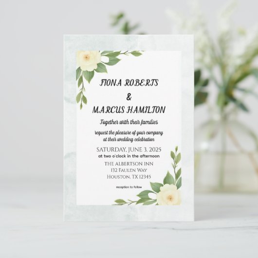 Rustieke Bloemen & Minimalist Save the Date Kaart (Staand voorkant)