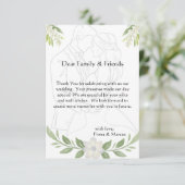 Rustieke Bloemen & Minimalistische Elegante Huweli Bedankkaart (Staand voorkant)