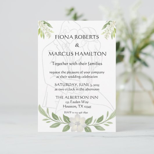 Rustieke Bloemen & Minimalistische Elegante Huweli RSVP Kaartje (Staand voorkant)