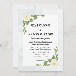 Rustieke Bloemen & Minimalistische Huwelijksuitnod Kaart