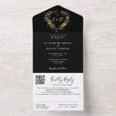 Rustieke Bloemen Moderne QR Code Huwelijk All In One Uitnodiging (Binnen)