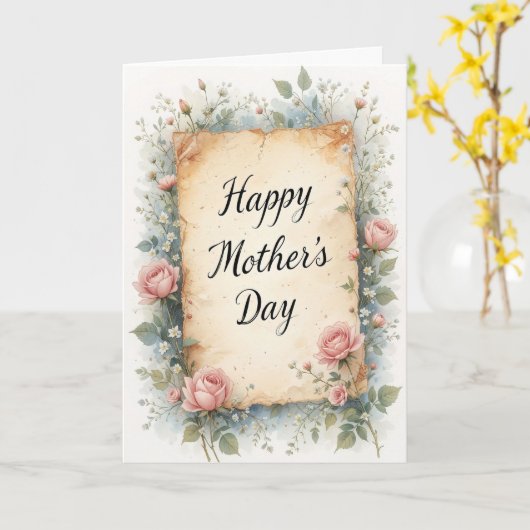 Rustieke  Bloemen Moederdag Mum Kaart (Gele Bloem)
