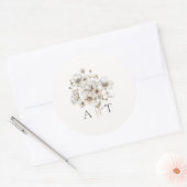 Rustieke Bloemen Monogram Bruiloft Envelop Seal Ronde Sticker (Envelop)