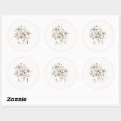 Rustieke Bloemen Monogram Bruiloft Envelop Seal Ronde Sticker (Vel)