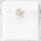 Rustieke Bloemen Monogram Bruiloft Envelop Seal Ronde Sticker (Tas)