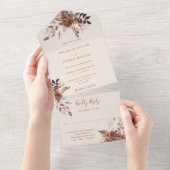 Rustieke Bloemen Monogram Herfst Herfst Bruiloft All In One Uitnodiging (Afscheurbaar)