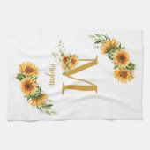 Rustieke bloemen monogram naam gepersonaliseerd theedoek (Horizontaal)