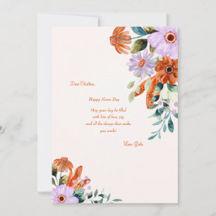 Rustieke Bloemen Naam Dag Kaart