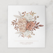 Rustieke Bloemen Namen Bruine Tekst Datum Huwelijk Plaatskaartje (Buitenkant ongevouwen)