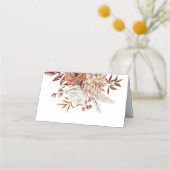 Rustieke Bloemen Namen Bruine Tekst Datum Huwelijk Plaatskaartje (Achterkant)