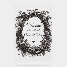 Rustieke Bloemen Natuurlijke Krans, in sepia Acryl Bord