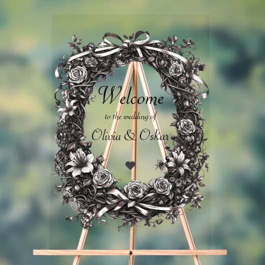 Rustieke Bloemen Natuurlijke Krans, in sepia Acryl Bord (Neutraal)