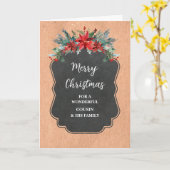 Rustieke bloemen neef en familie kerst kaart (Gele Bloem)