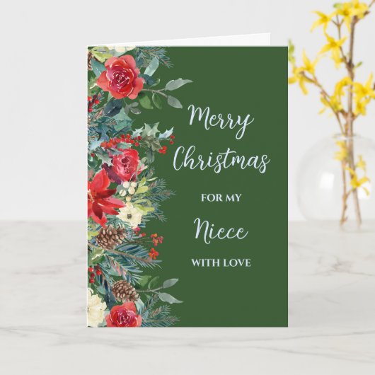 Rustieke bloemen nicht vrolijk kerstfeest kaart (Gele Bloem)