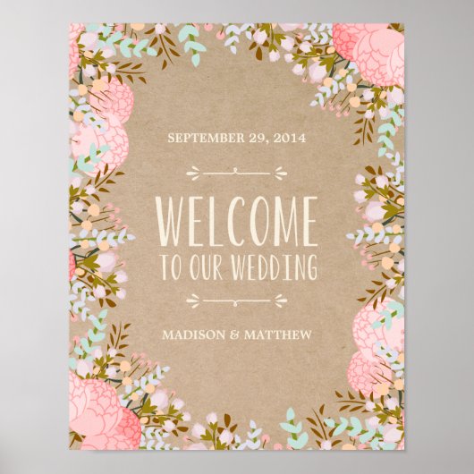 Rustieke Bloemen | Ontvangstbord Bruiloft Poster (Voorkant)