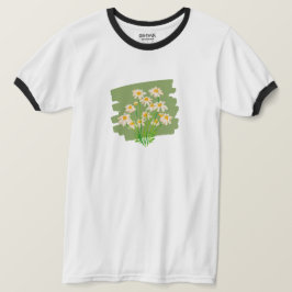 Rustieke Bloemen Ontwerp op Groene Achtergrond T-shirt