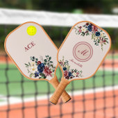 Rustieke bloemen op maat Monogram Pickleball Paddle