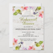 Rustieke bloemen op wit hout repetitie diner kaart (Voorkant)