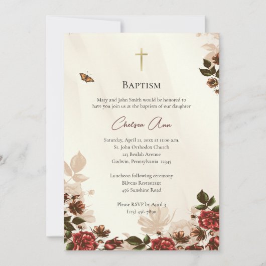 Rustieke bloemen Orthodoxe doop Kaart (Voorkant)