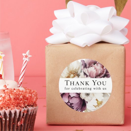 Rustieke Bloemen Overvloed Dankjewel Ronde Sticker (Feest)