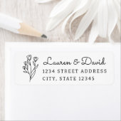 Rustieke Bloemen Paar Namen Huwelijk Retour Adres Etiket (Insitu)