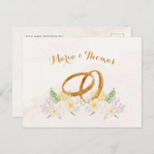 Rustieke bloemen paar ring bruiloft briefkaart (Voorkant / Achterkant)