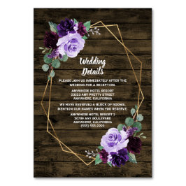 Rustieke Bloemen Paarse Gouden Bruiloft Behuizing  Kaart