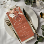 Rustieke Bloemen Pampas Grassen bruiloft Terracott Menu<br><div class="desc">Rustieke Bloemen Pampas Grassen bruiloft Terracotta. Herfstkleurige bloemen grenzen aan de bovenkant,  met een elegant script voor Menu en gemakkelijk om de rest van de tekst aan uw vereisten aan te passen.</div>
