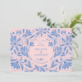 Rustieke bloemen Periwinkle roze Save The Date (Staand voorkant)