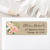 Rustieke Bloemen perzik crème groen waterverven Etiket (Insitu)