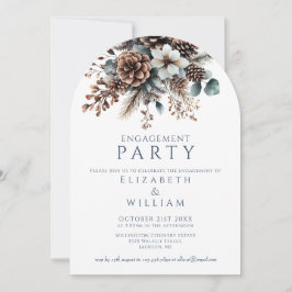 Rustieke Bloemen Pinecone Engagement Party Arch Kaart