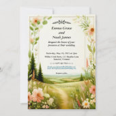 Rustieke Bloemen Platteland bruiloft Kaart (Voorkant)