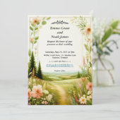 Rustieke Bloemen Platteland bruiloft Kaart (Staand voorkant)