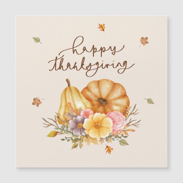 Rustieke Bloemen Pompoen Thanksgiving Magnetische  (Voorkant)