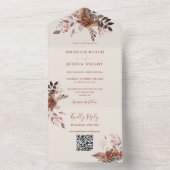 Rustieke Bloemen QR Code Herfst Herfst Herfst Trou All In One Uitnodiging (Binnen)