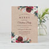 Rustieke Bloemen Rode Bourgogne Kerstfeest Kaart (Staand voorkant)