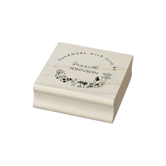 Rustieke Bloemen Ronde Custom Handgemaakt Met Love Rubberstempel (Stempel)