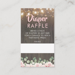 Rustieke Bloemen Roze Baby shower Luier Raffle Informatiekaartje