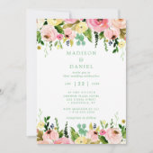 Rustieke Bloemen Roze en Mint Green Wedding Kaart (Voorkant)