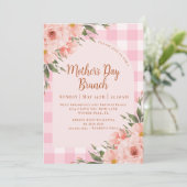 Rustieke Bloemen Roze Koper Moederdag Brunch Kaart (Staand voorkant)