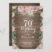 Rustieke Bloemen Roze Pioenen 70ste Verjaardag Kaart (Voorkant / Achterkant)