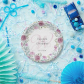 Rustieke Bloemen Roze & Wit Waterverf bruiloft Papieren Bordje (Feest)