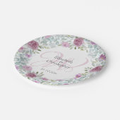 Rustieke Bloemen Roze & Wit Waterverf bruiloft Papieren Bordje (Gekanteld)