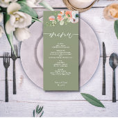 Rustieke Bloemen Sage Green Flat bruiloft Menu