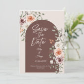 Rustieke bloemen save the date kaart (Staand voorkant)