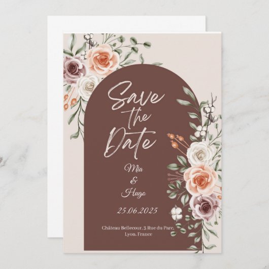 Rustieke bloemen save the date kaart (Voorkant / Achterkant)