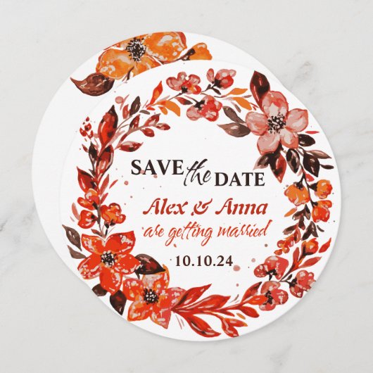 Rustieke bloemen save the date kaart (Voorkant / Achterkant)
